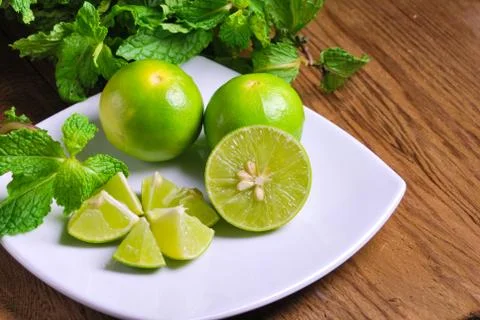 Limes and mint Stock Photos