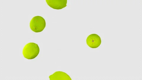 Limes falling down in slow motion on transparent background. 스톡 동영상 252362346