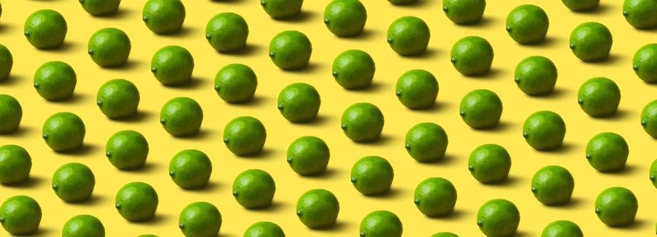 Limes pattern on yellow 写真素材