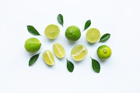 Limes on white background. Stock Photos