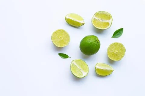 Limes on white background. Stock Photos