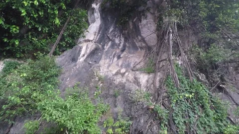 Limestone cliff or rock wall near Temple, Batu caves, Kuala Lumpur, Malaysia Stock Footage 194398633
