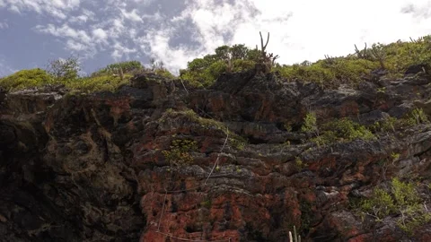 Limestone Cliff Structure at Fronton Beach-47 Stock Footage 337439539