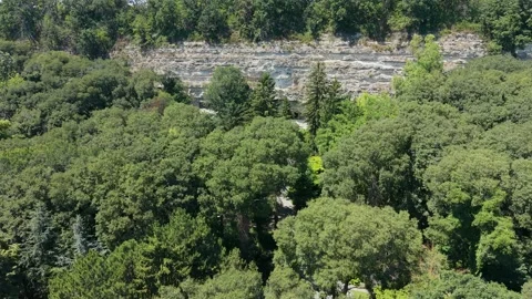 Limestone cliffs and cave monastery in Golden Sands Nature Park Bulgaria 스톡 동영상 347499892