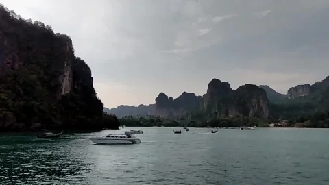 Limestone Cliffs of Maya Bay Phi Phi Islands Stock Footage 343806507
