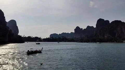 Limestone Cliffs of Maya Bay Phi Phi Islands Stock Footage 343806545