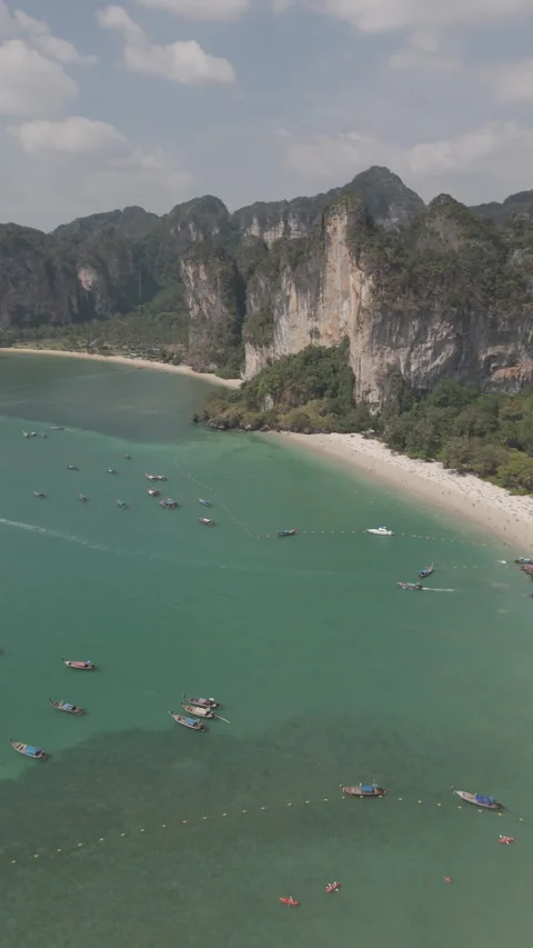 Limestone cliffs overlooking the sea Stock Footage 303061479