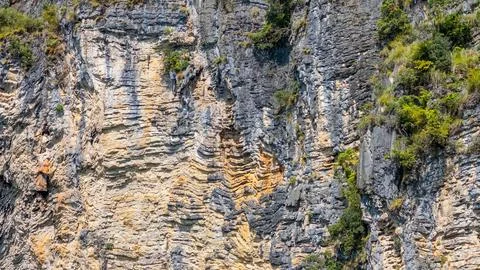 Limestone Cliffs at Pai Plong Beach Krabi Thailand aerial view Stock Photos