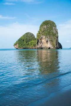 Limestone cliffs stand on the sea Stock Photos