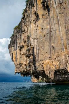 Limestone cliffs stand on the sea Stock Photos