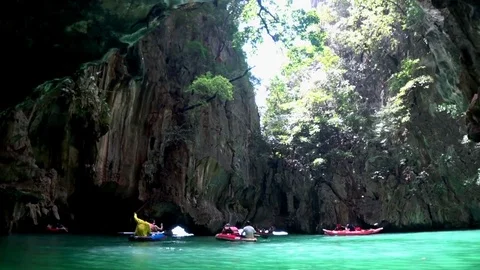 Limestone Cove, Tilts Up, Flare, Phangnga Stock Footage 85458541