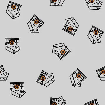 Limestone crusher cement production vector seamless pattern Stock Illustration