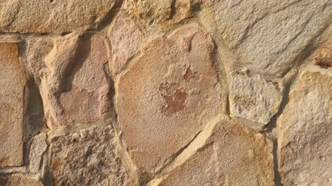 Limestone flagstone wall Stock Footage 129051274