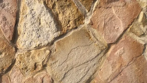 Limestone flagstone wall Stock Footage 129051944