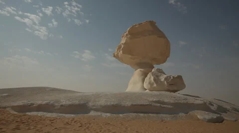 Limestone formations in the middle of the Egyptian White Desert Stock Footage 36063028
