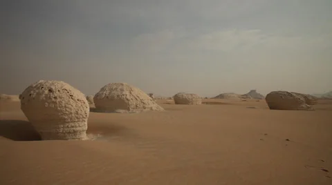 Limestone formations in the Old White Desert, Egypt Stock Footage 36143624