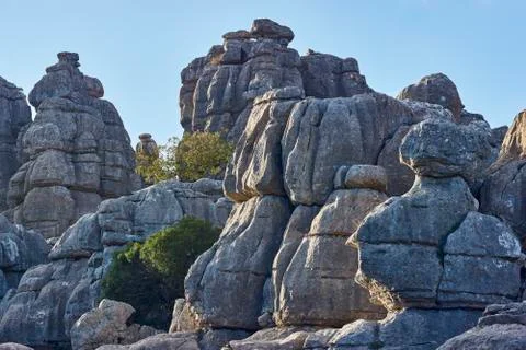 Limestone formations in the Torcal of Antequera. Antequera, Malaga. Spain Stock Photos