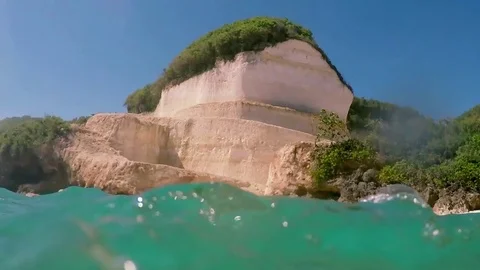 Limestone hills and underwater camera drop Stock-Footage 74049846