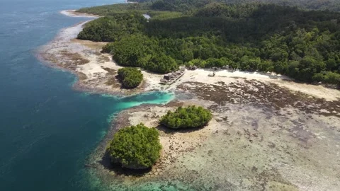 Limestone islands form a remote lagoon Stock-Footage 292863426