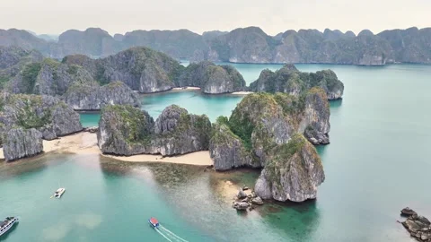 Limestone islets with sandy beaches in H... | Stock Video | Pond5