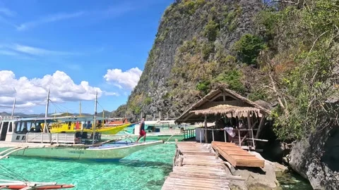 Limestone Mountain at the Beautiful Beach of Coron Palawan Philippines Stock Footage 234390435