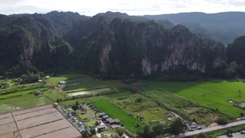 Limestone mountain,Towering limestone by drone Stock Footage 304498195