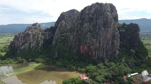 Limestone mountain,Towering limestone by drone Stock Footage 304498430