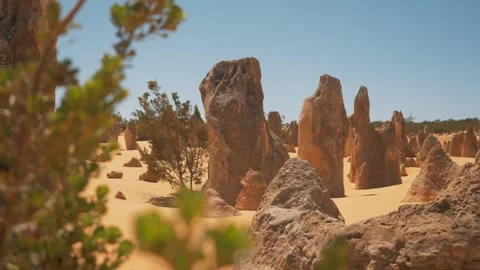 Limestone Pinnacles in Desert Landscape Stock Footage 315990469