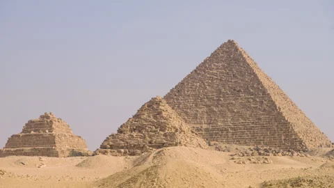 Limestone Plateau Of Pyramid Complex In Giza Near Cairo, Egypt. Static Shot Stock Footage 282847445
