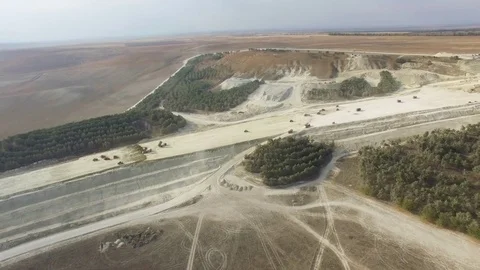 Limestone quarry, aerial view, drone point of view Stock Footage 82581908