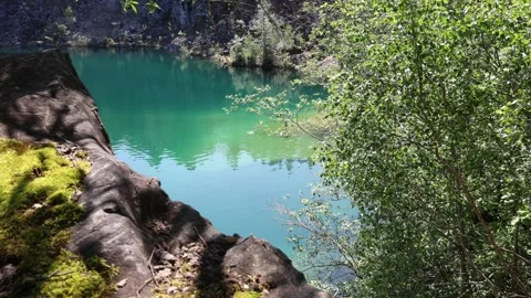 Limestone quarry lake Stock Footage 315246908