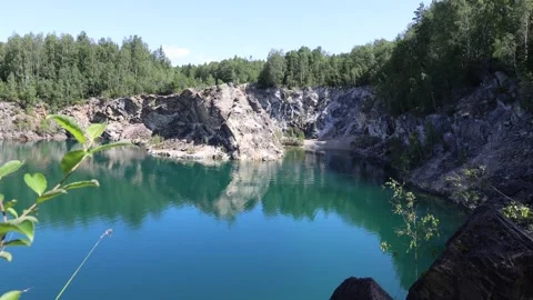 Limestone quarry lake Stock Footage 315246947