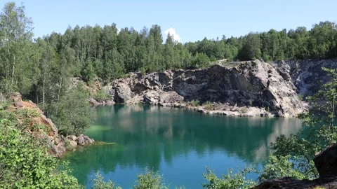 Limestone quarry lake Stock Footage 315246951