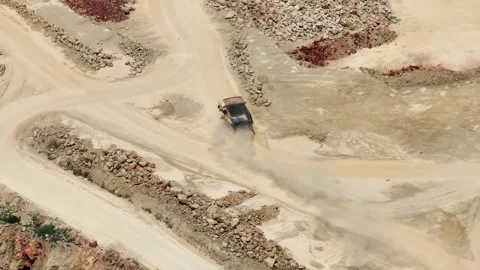 Limestone quarry operations and aggregate processing in industrial setting Stock Footage 336581811