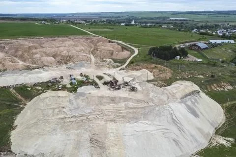 Limestone quarry, view from above Stock Photos