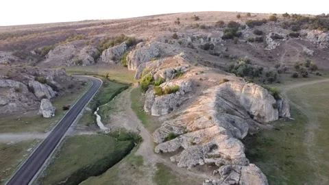 Limestone Rock Formations Aerial View  Stock Footage 145725737
