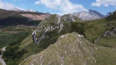 Limestone rock mountain aerial drone Stock Footage 158755531