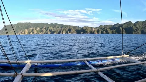 Limestone Rock Mountain Formation in the Ocean of Palawan Stock Footage 233648481