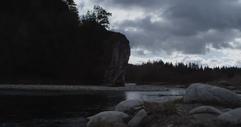 Limestone rock over mountain river. Video stock 147633652