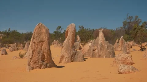 Limestone Rock Structures in Pinnacles Desert Stock Footage 315989941