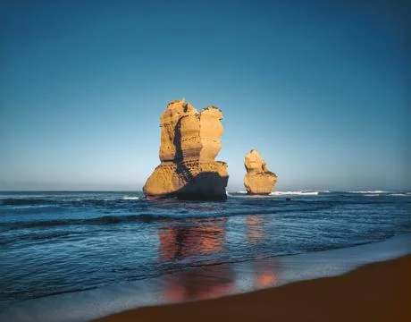 Limestone stacks at Gibson Steps, Great Ocean Road, Victoria, Australia Stock Photos