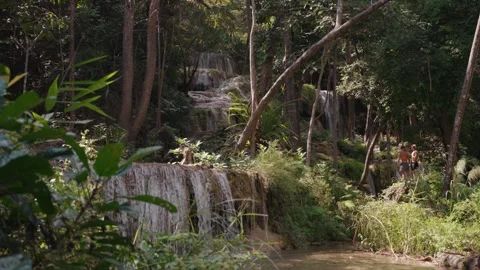 Limestone tiers Erawan Waterfall Erawan National Park Kanchanaburi Thailand 스톡 동영상 330330732