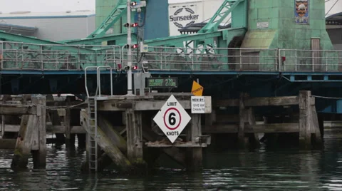 Limit 6 knots sign on bridge Stock Footage 35272453