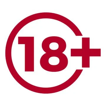 Limit age icon on red background. Icons age limit vector flat illustration. Stock Illustration