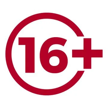 Limit age icon on red background. Icons age limit vector flat illustration. Stock Illustration