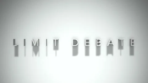 Limit debate 3D title animation white text on a white background Stock Footage 299822786