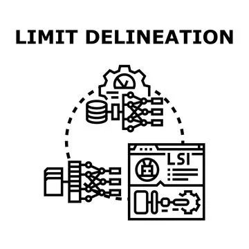 Limit delineation concept for data and network processing Illustrazione stock