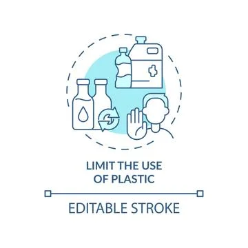 Limit plastic usage turquoise concept icon 스톡 일러스트