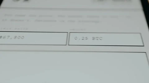Limit price entry field and transaction amount set in a trading interface Stock Footage 331591787