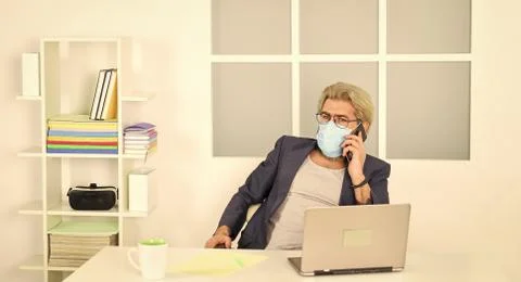 Limit spread of disease. Remote communication. Remote work. Online community Stock Photos
